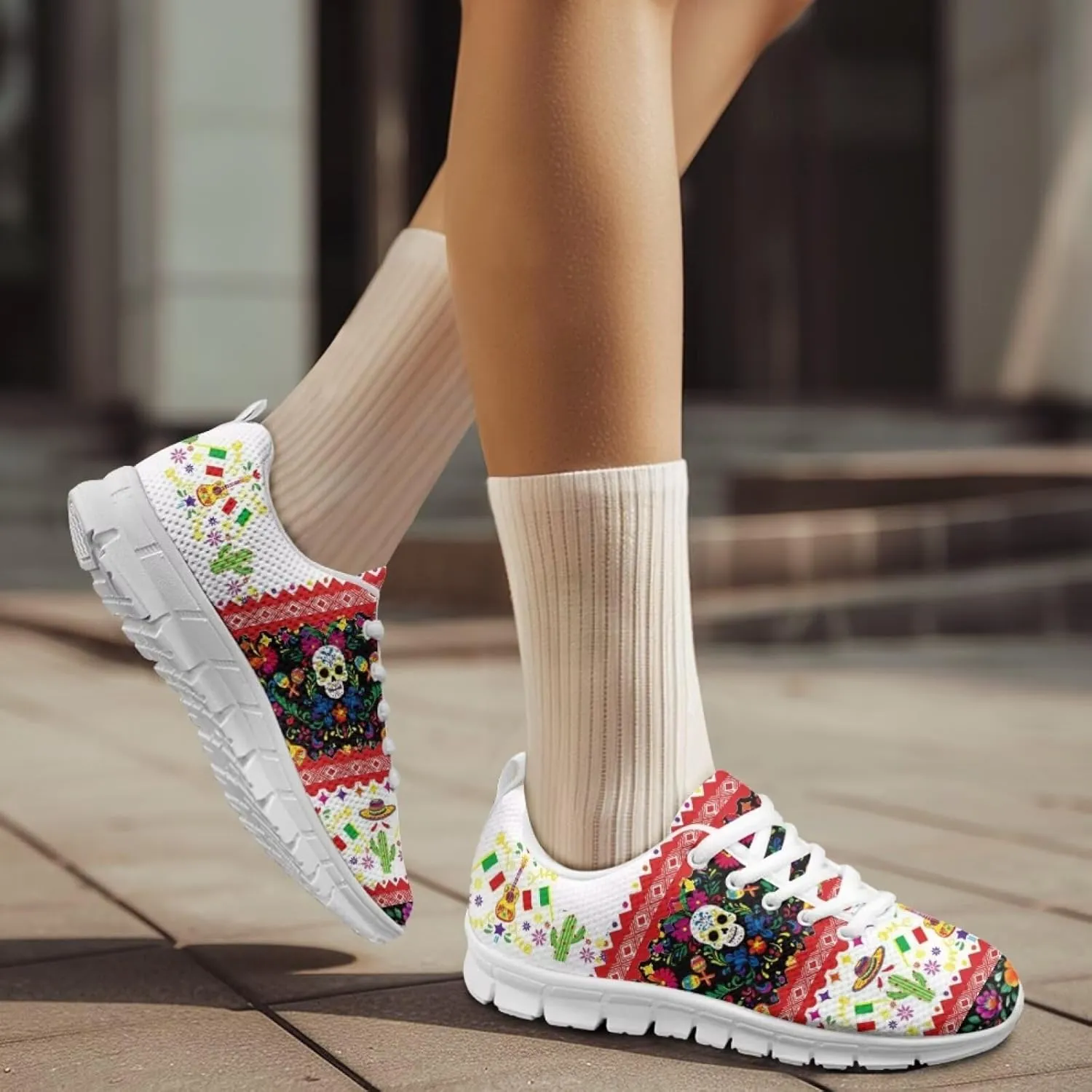 Forchrinse Mexico Splash Ink Sneakers Unisex National Walking Tennis Shoes for Women Men Festival Sneakers Lightweight