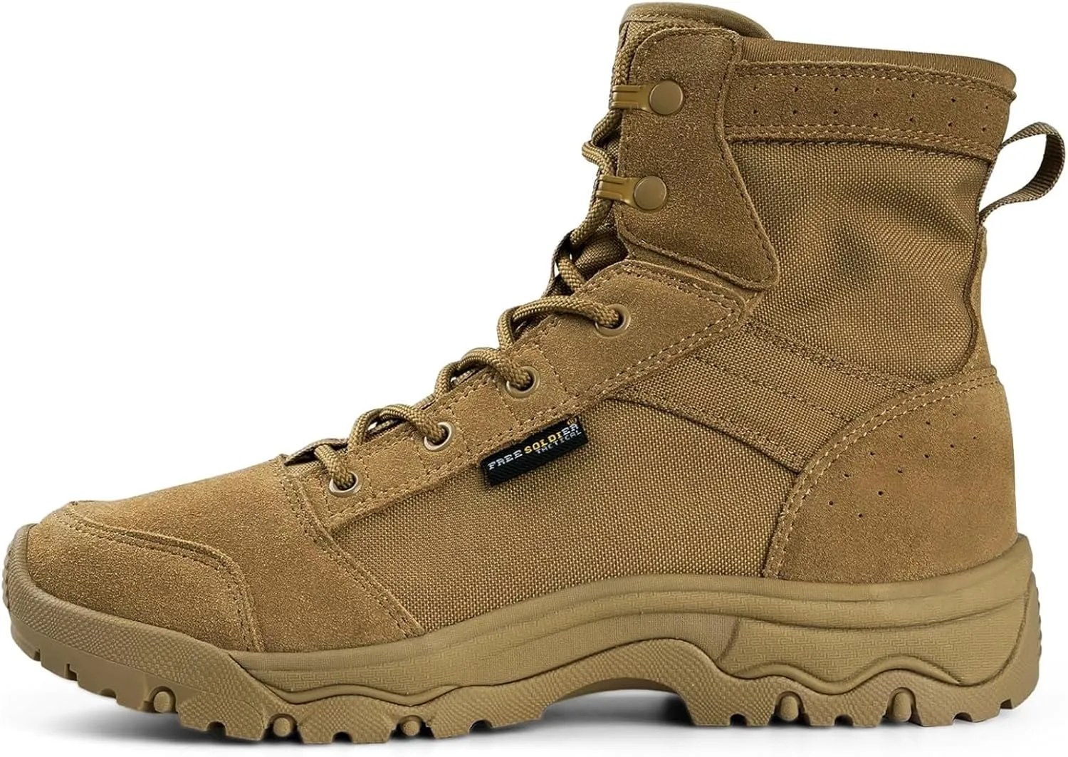 FREE SOLDIER Men's Tactical Hiking Boots - Lightweight, Comfortable Work & Combat Boots, 6 Inches (Brown, 7.5)
