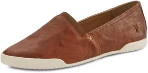 Frye Melanie Slip On Shoes for Women Crafted from Premium Leather with White Rubber Toe Bumpers and Soles, Leather Lining, and Removable Footbeds – 1 ¼” Outsole