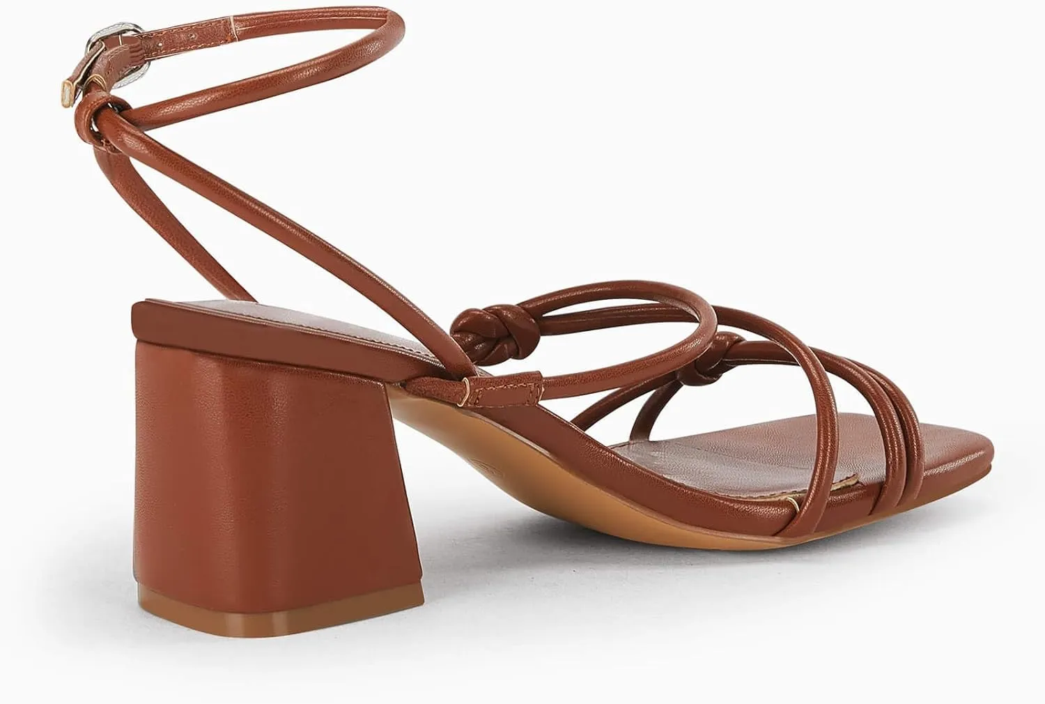 Fttpdeaus Women's Chunky Heel Sandals Strappy Square Open Toe Slingback Comfortable Ankle Strap Backless Dressy Summer Heels