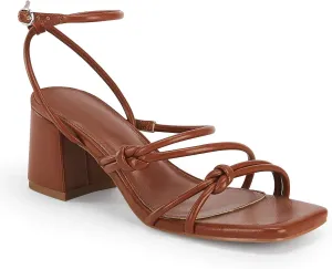 Fttpdeaus Women's Chunky Heel Sandals Strappy Square Open Toe Slingback Comfortable Ankle Strap Backless Dressy Summer Heels