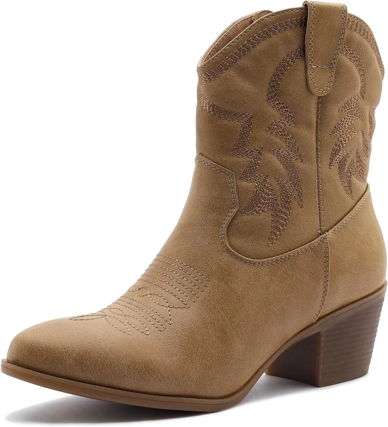 GLOBALWIN Women's Mid Calf The Western Cowboy Boots Fashion Cowgirl Boots For Women Low Heel