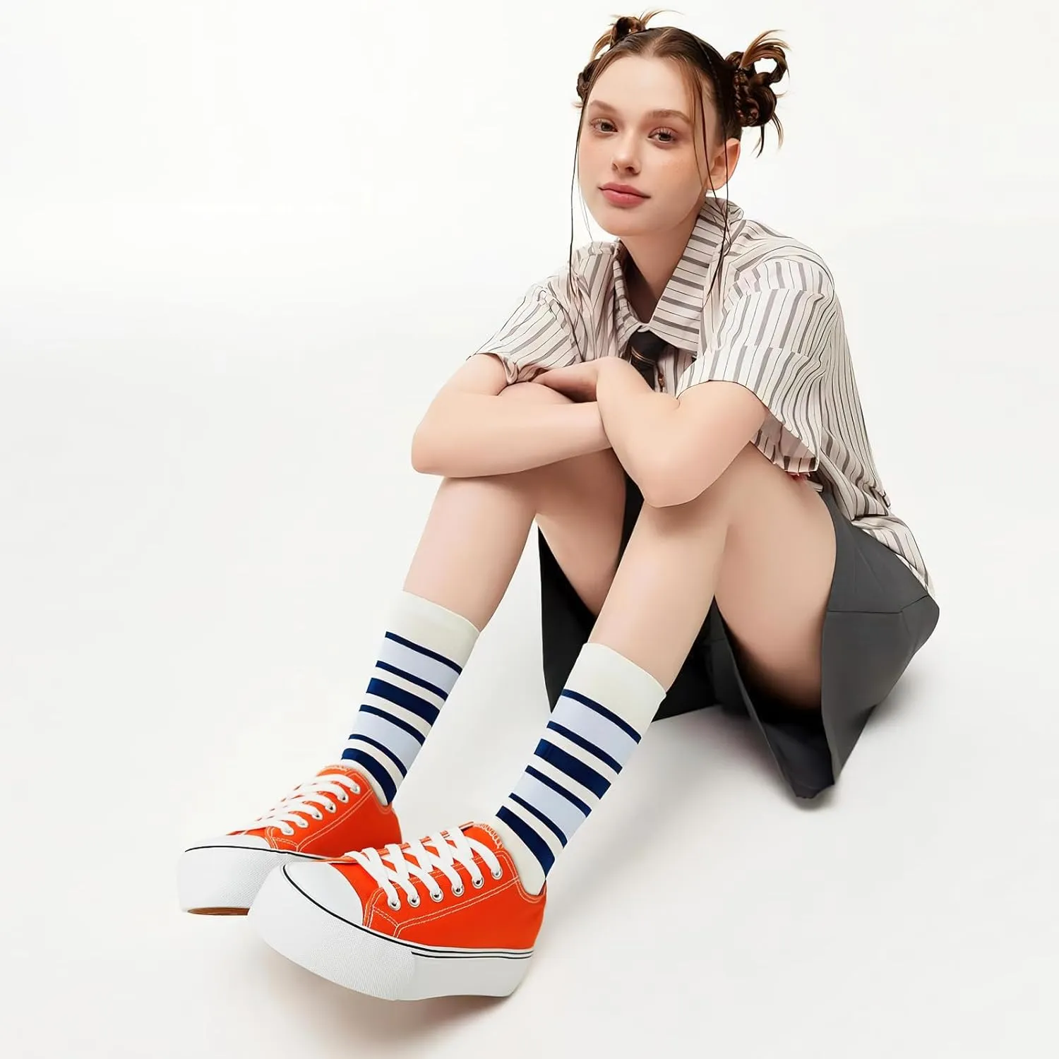 hash bubbie Platform Sneakers for Women White Platform Shoes Low Top Tennis Shoes Non Slip Black Fashion Canvas Sneakers