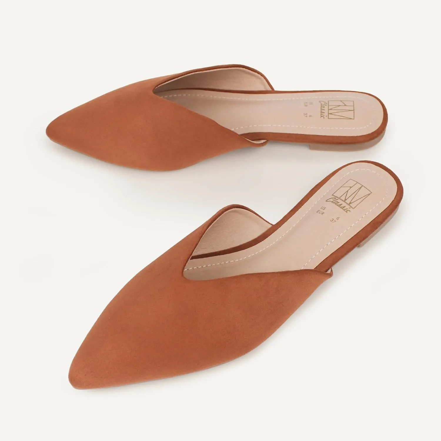 Hawkwell Women's Backless Slip on Slides Loafer Shoes Flats Comfortable Pointed Toe Mules