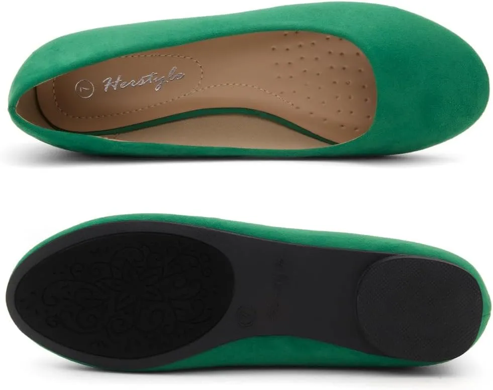 Herstyle Ever Memory Women's Ballet Flats Dressy Flat Shoes Almond Toe Ballerina Comfortable Slip-On Casual Flats for Daily Wear Work Office and Party