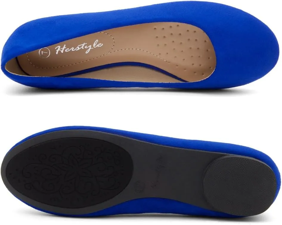 Herstyle Ever Memory Women's Ballet Flats Dressy Flat Shoes Almond Toe Ballerina Comfortable Slip-On Casual Flats for Daily Wear Work Office and Party