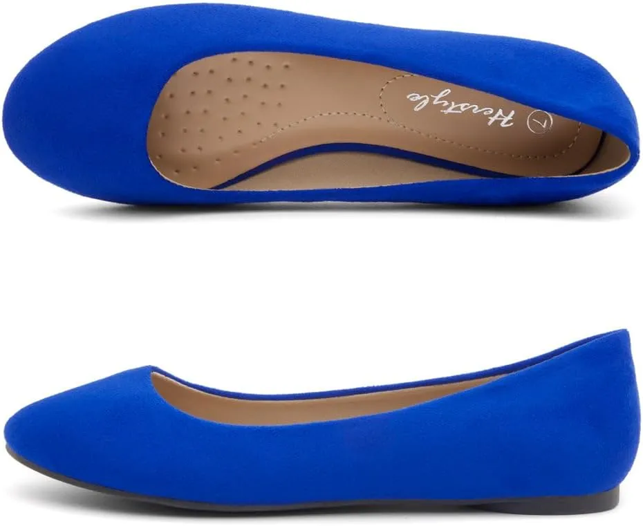 Herstyle Ever Memory Women's Ballet Flats Dressy Flat Shoes Almond Toe Ballerina Comfortable Slip-On Casual Flats for Daily Wear Work Office and Party