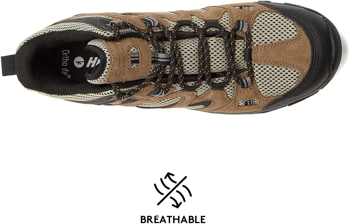 HI-TEC Ravus WP Mid Waterproof Hiking Boots for Men, Lightweight Breathable Outdoor Trekking Shoes