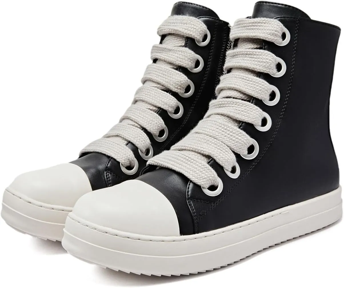 High Top Sneakers for Men Comfortable Platform Shoes with Zipper Walking Shoes