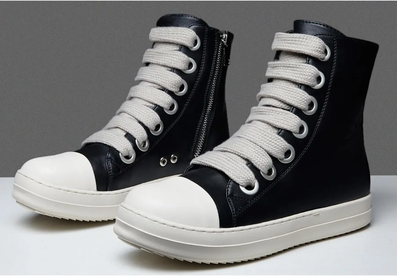 High Top Sneakers for Men Comfortable Platform Shoes with Zipper Walking Shoes