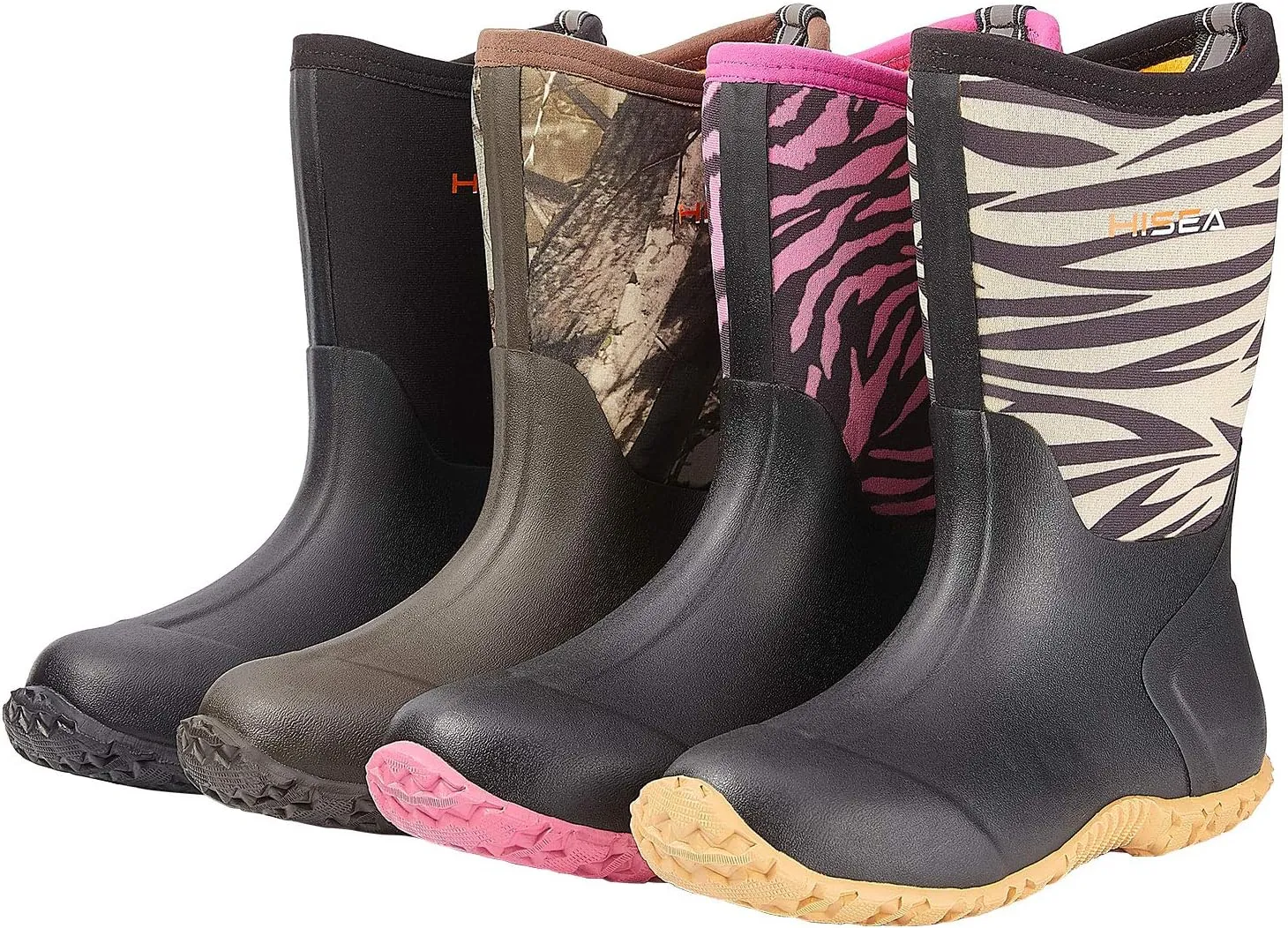 HISEA Kids Rain Boots Waterproof Neoprene Rubber Mud Boots Youth Rainboots Mid Calf Rain Shoes for Toddlers Kid Children Boys & Girls