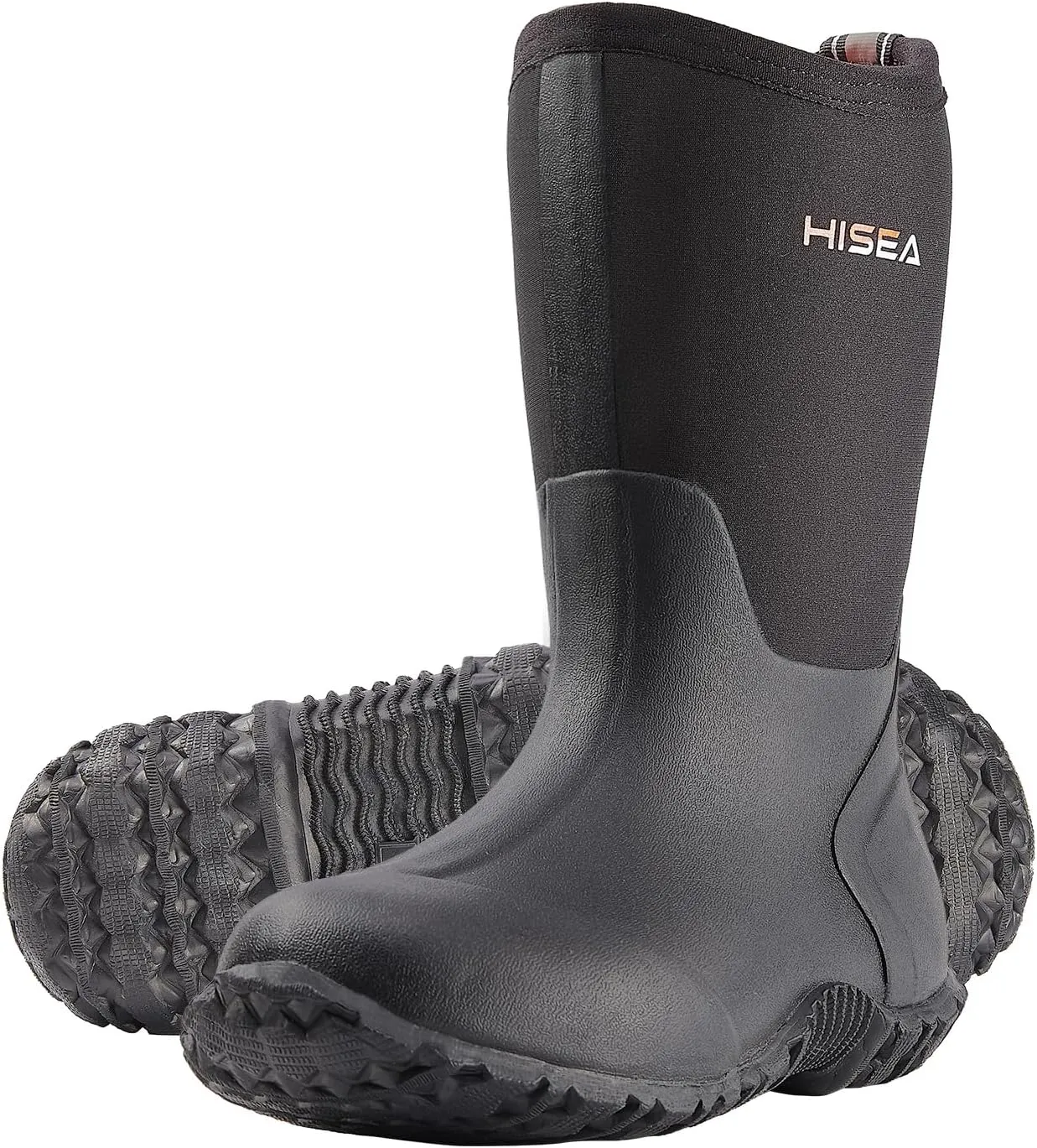 HISEA Kids Rain Boots Waterproof Neoprene Rubber Mud Boots Youth Rainboots Mid Calf Rain Shoes for Toddlers Kid Children Boys & Girls