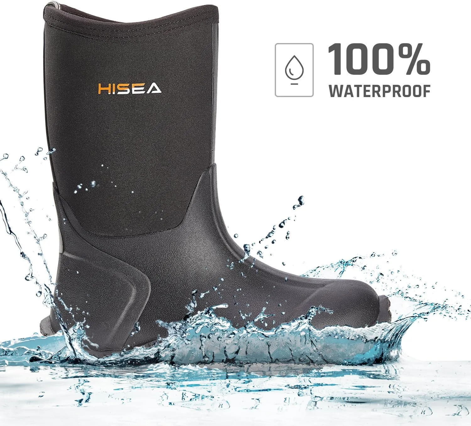 HISEA Kids Rain Boots Waterproof Neoprene Rubber Mud Boots Youth Rainboots Mid Calf Rain Shoes for Toddlers Kid Children Boys & Girls