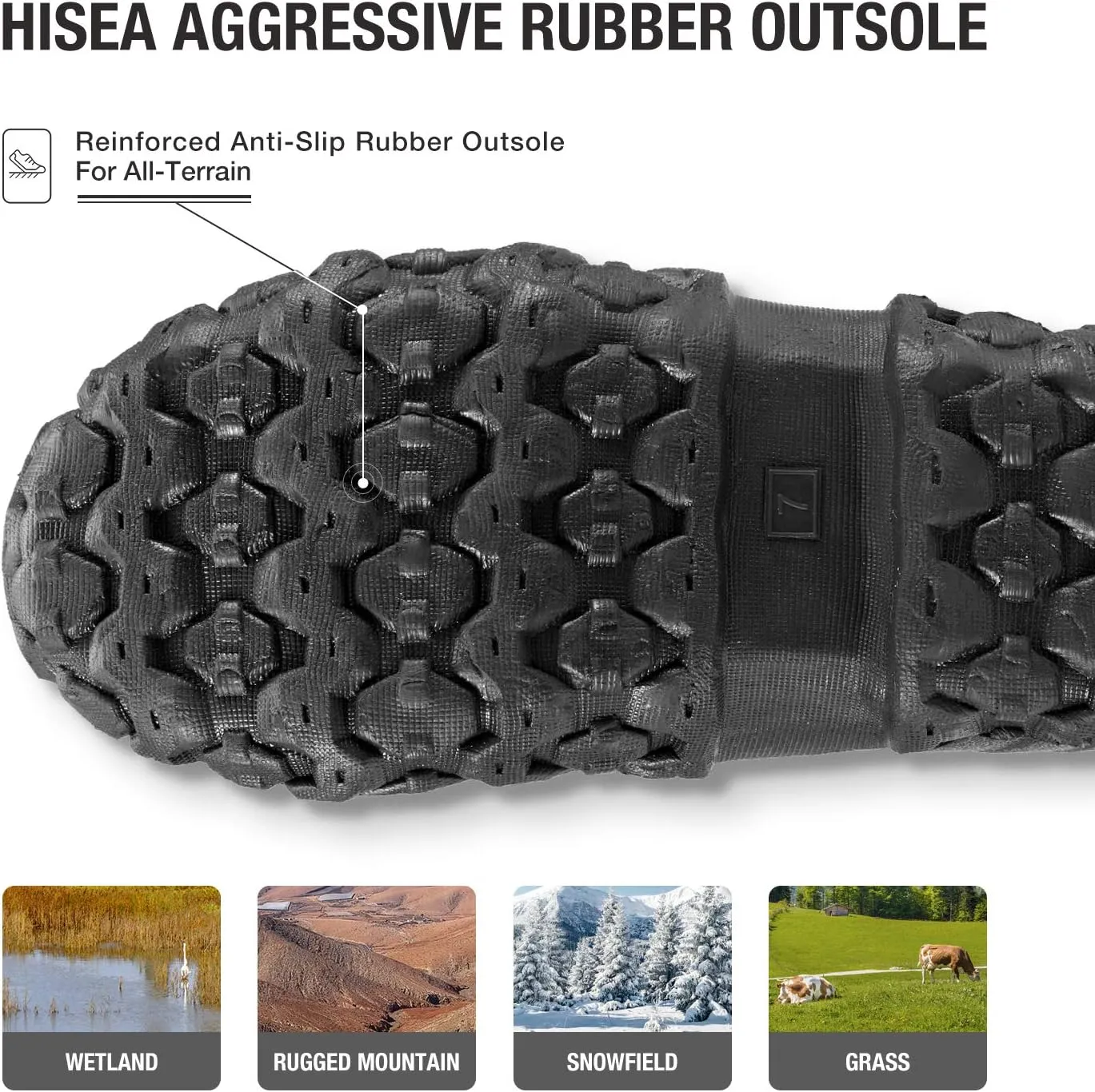 HISEA Men's Rain Boots Neoprene Rubber Boots Waterproof Insulated Mud Boots Mid Height Garden Shoes