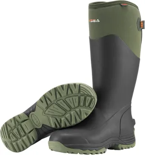 HISEA Rubber Rain Boots for Men, Waterproof Insulated Neoprene Hunting Boots, Durable Anti-Slip Outdoor Mud Boots for Hunting Gardening Farming Fishing Yard Working, Adjustable Calf