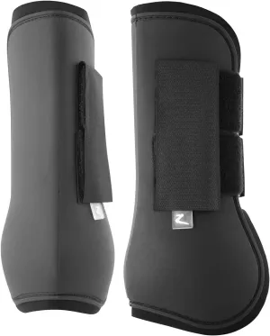 HORZE Chicago Protective Horse Tendon Boots - Lightweight Open Front Boots for Jumping, Trail Riding, and Turnout (Pair) - Black - Warmblood