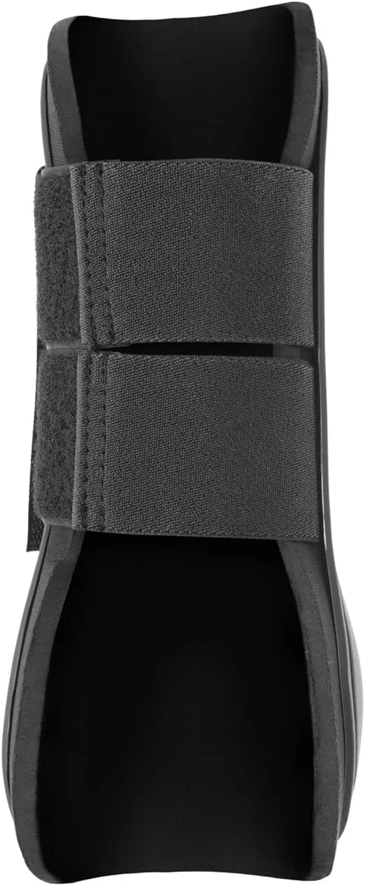 HORZE Chicago Protective Horse Tendon Boots - Lightweight Open Front Boots for Jumping, Trail Riding, and Turnout (Pair) - Black - Warmblood