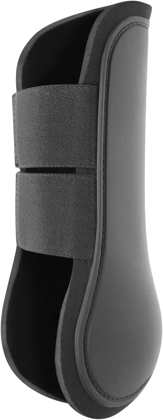 HORZE Chicago Protective Horse Tendon Boots - Lightweight Open Front Boots for Jumping, Trail Riding, and Turnout (Pair) - Black - Warmblood