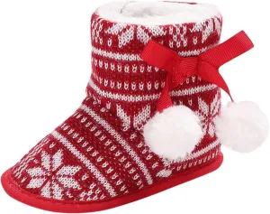 Hot High Tops Christmas Snowflake Print Shoe Baby Girls Boys Soft Booties Warm Snow Boots Infant Toddler Warming Shoes Baby Girl Sneakers 24 Months