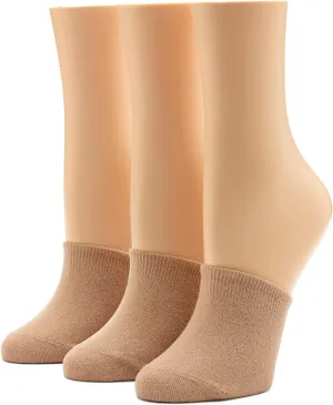 HUE Women's Cotton Toe Topper Hidden Toe Cap Liner Socks 3 Pair Pack