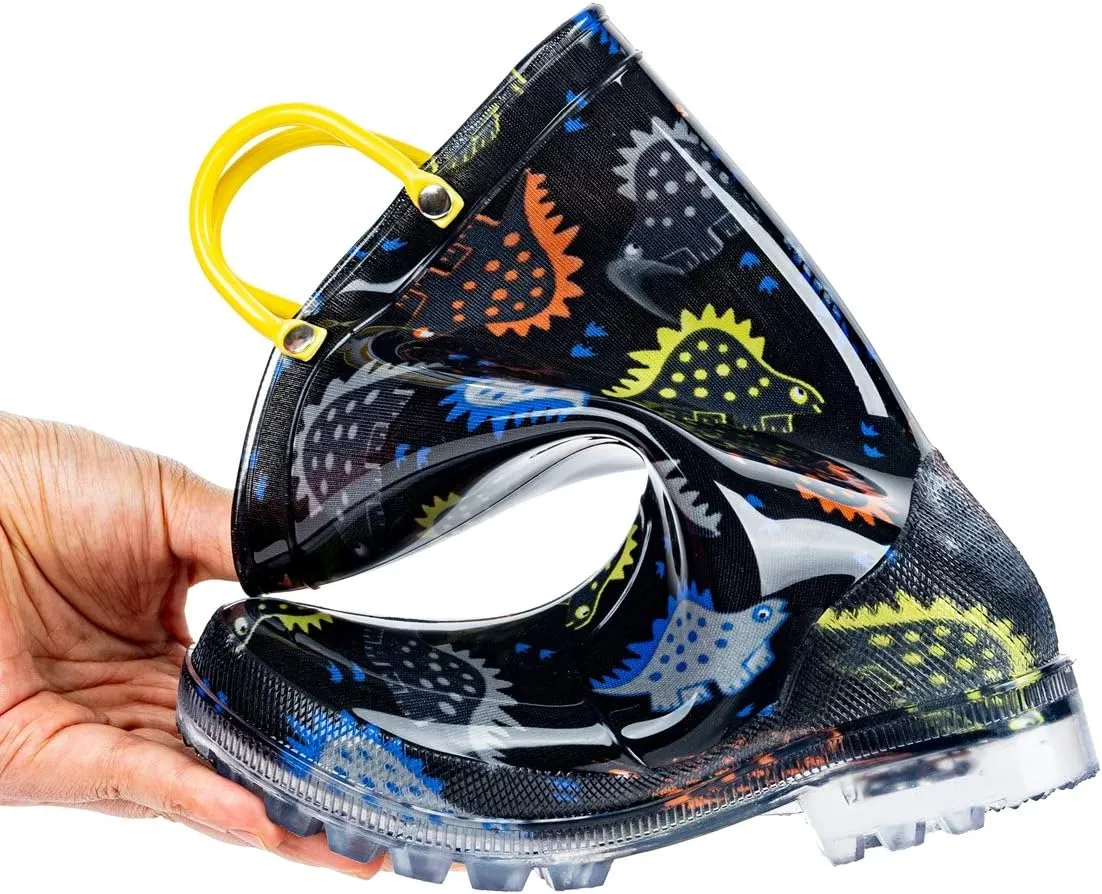 HugRain Light Up Rain Boots for Little Kids