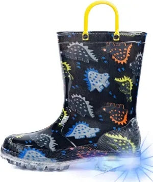 HugRain Light Up Rain Boots for Little Kids