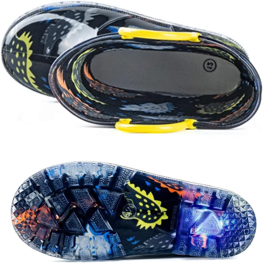 HugRain Light Up Rain Boots for Little Kids