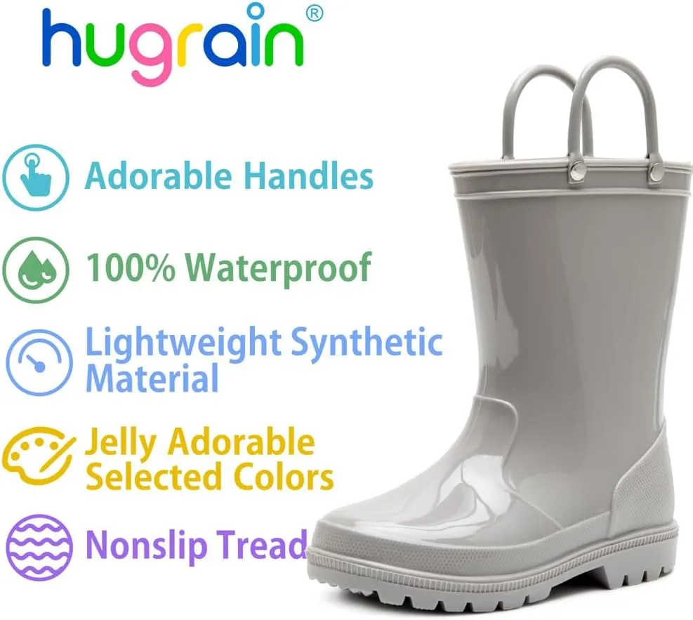 HugRain Toddler Kids Lightweight Adorable Rain Boots