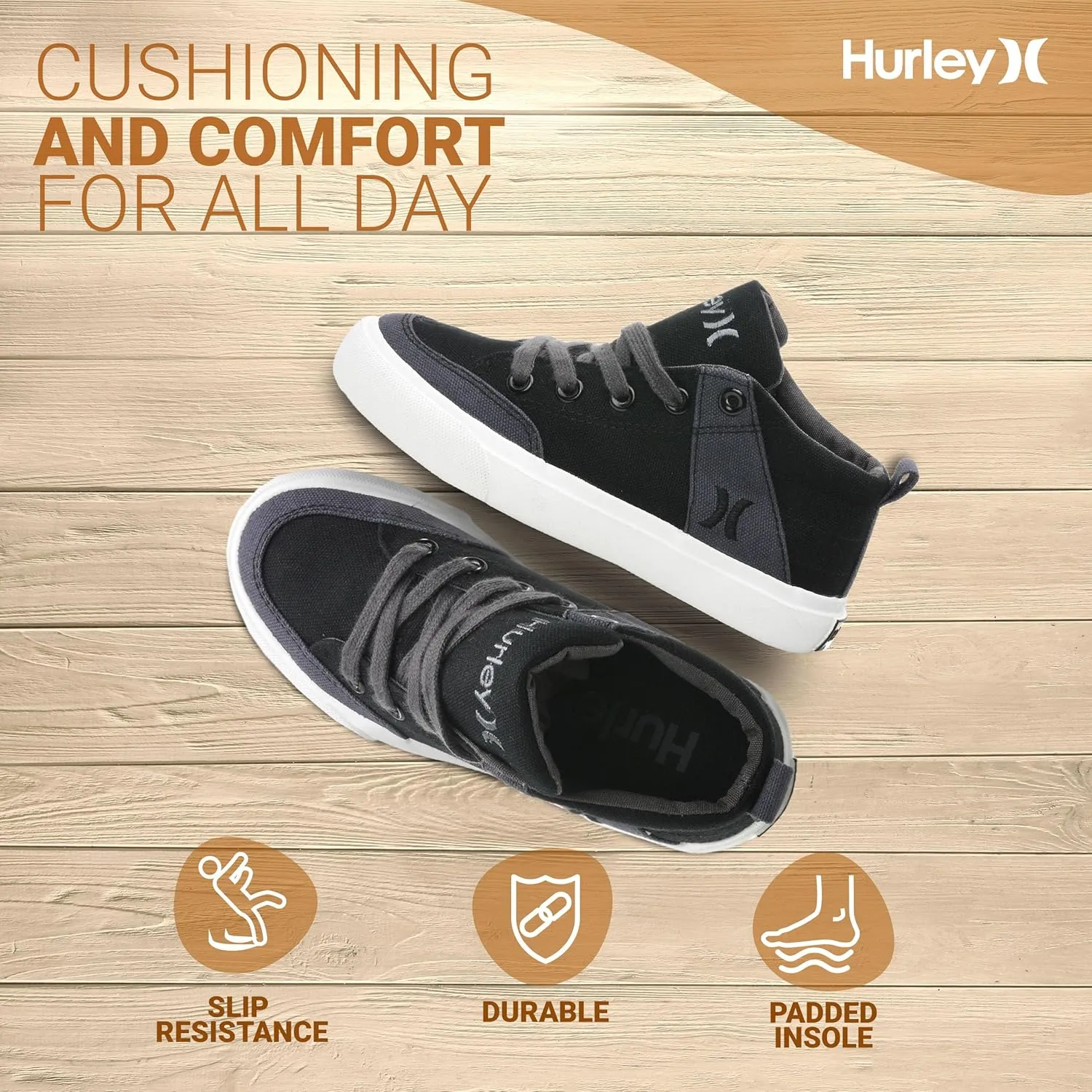 Hurley Roddy Kids High Top Skateboard Sneakers, Sports Shoes for Boys and Girls