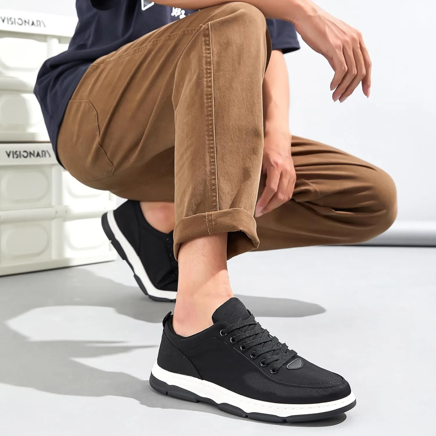 HYPOCRUTE Mens Fashion Sneakers Low Top Lace Up Casual Shoes for Men Comfortable Walking Shoes for Men