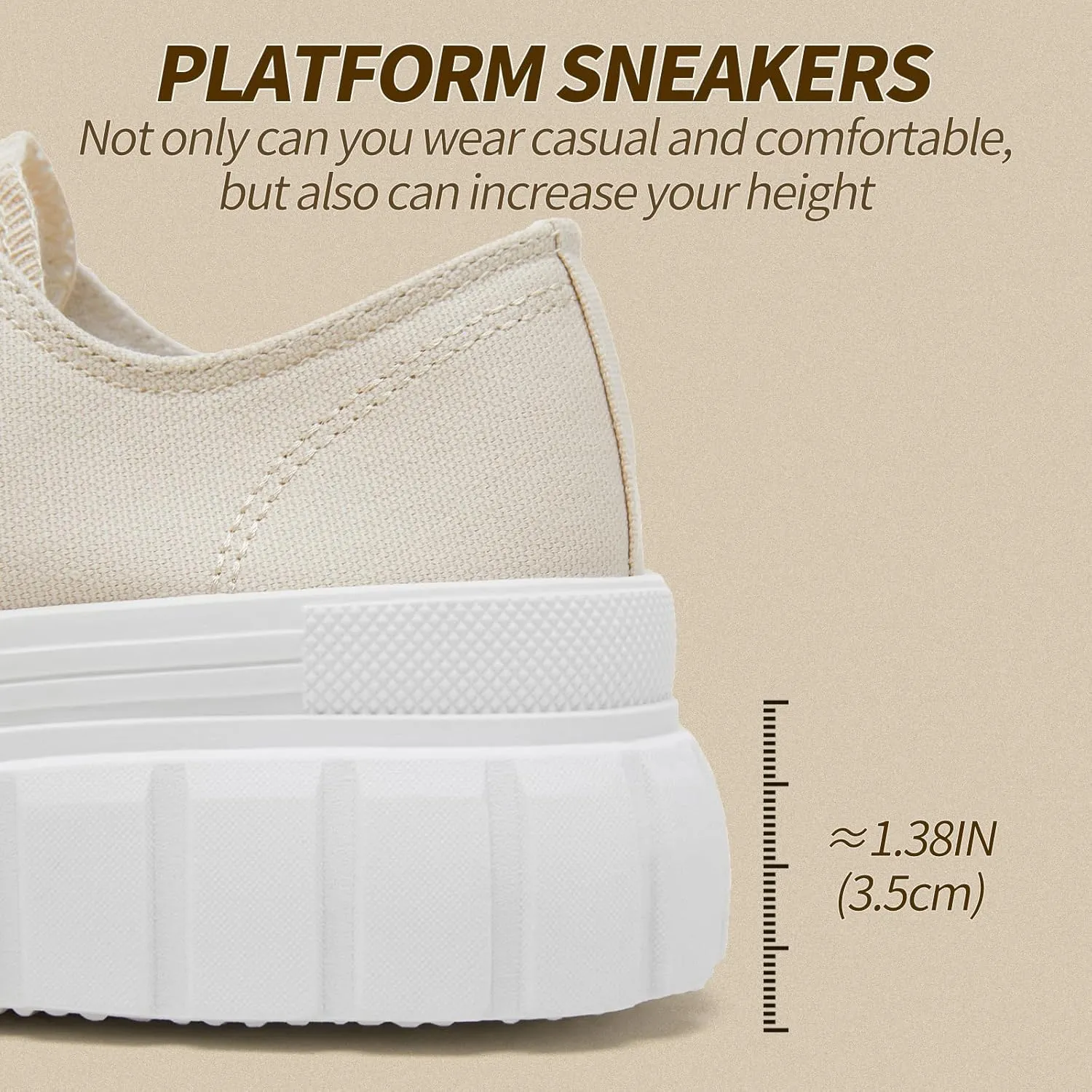 HYPOCRUTE Platform Sneakers for Women Low Top Canvas Shoes Womens Lace Up Platform Shoes Casual Walking Shoes for Women
