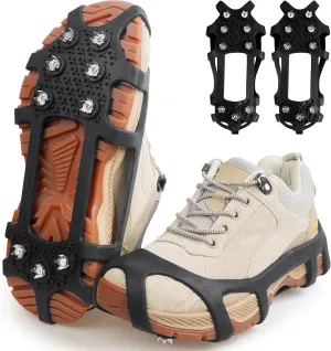 Ice Cleats for Shoes and Boots - Snow Traction Cleats Non Slip Crampons Ice Grippers for Women Men Kids Winter Walking Hiking Climbing