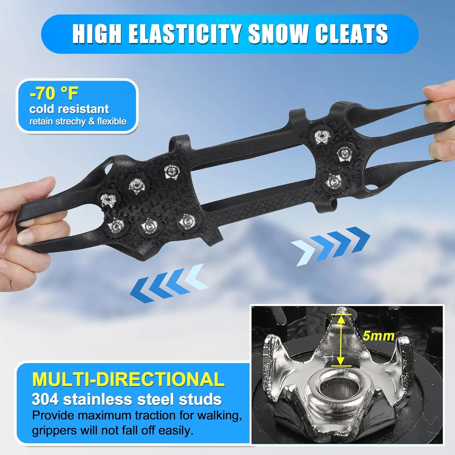 Ice Cleats for Shoes and Boots - Snow Traction Cleats Non Slip Crampons Ice Grippers for Women Men Kids Winter Walking Hiking Climbing