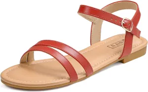 IDIFU Women's Flat Sandals Dressy Summer Strappy Sandals Open Toe Slingback Ankle Strap Dress Sandals with Two Toe Strap Wedding Prom Beach Bride Bridesmaid Sandals Comfortable Fashion Cute Sandals