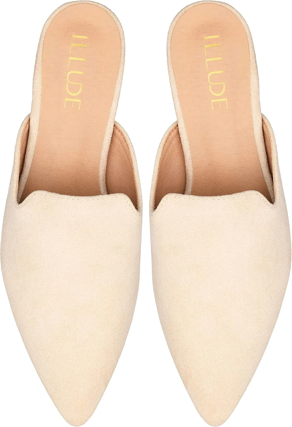 ILLUDE Women's Flat Mules Pointed Toe Backless Slip on Slides Loafer Shoes