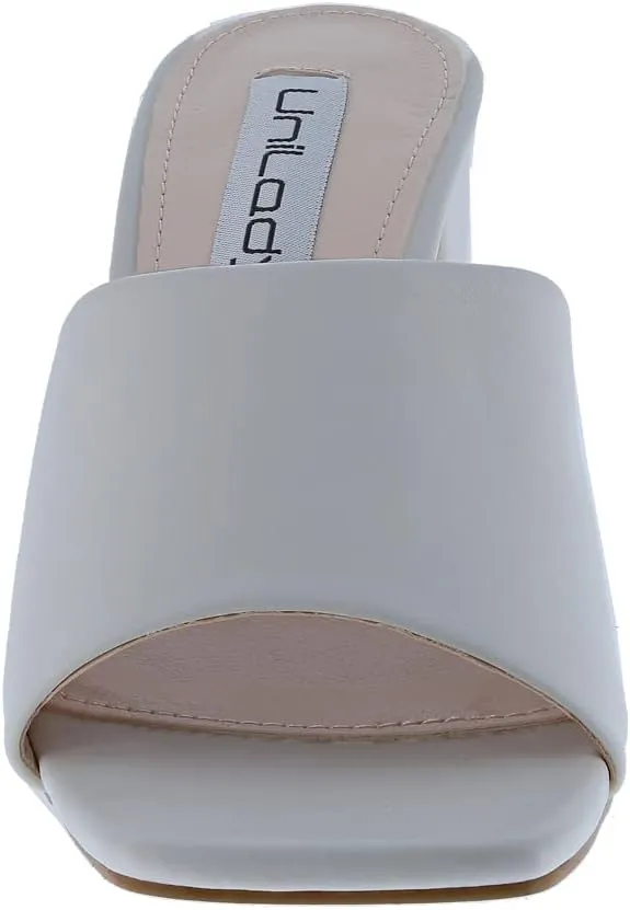Info-1 Women Open Toe Slip On Block Chunky Low Heels Mules Pumps Slides Shoes