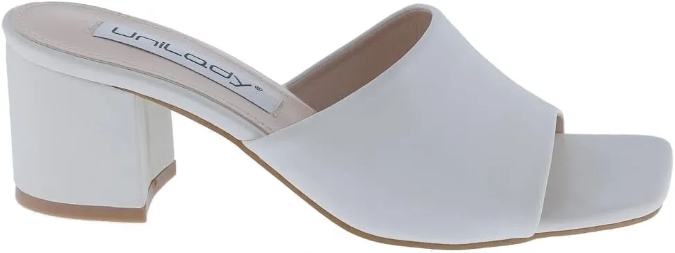 Info-1 Women Open Toe Slip On Block Chunky Low Heels Mules Pumps Slides Shoes