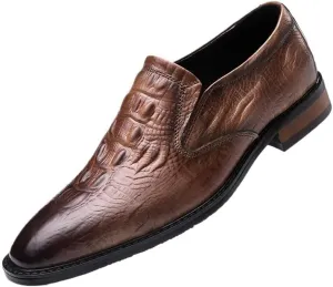 Italian Crocodile Leather Loafers for Men Classic Shoes The Office Oxford Shoes for Men Brown Dress Office