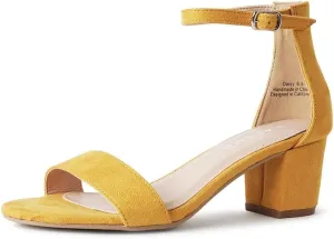 J. Adams Daisy Heeled Sandals - Ankle Strap Low Block, Open Toe Dress Pumps, Chunky Heels - Dressy Shoes for Women - Bridal, Wedding, Summer Sandals