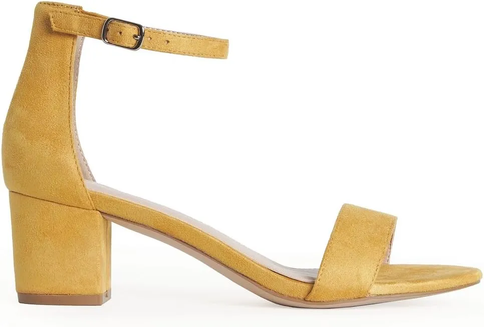 J. Adams Daisy Heeled Sandals - Ankle Strap Low Block, Open Toe Dress Pumps, Chunky Heels - Dressy Shoes for Women - Bridal, Wedding, Summer Sandals