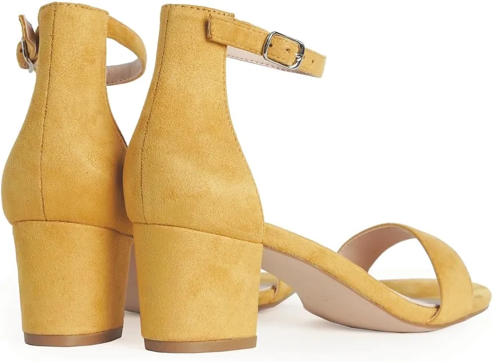 J. Adams Daisy Heeled Sandals - Ankle Strap Low Block, Open Toe Dress Pumps, Chunky Heels - Dressy Shoes for Women - Bridal, Wedding, Summer Sandals