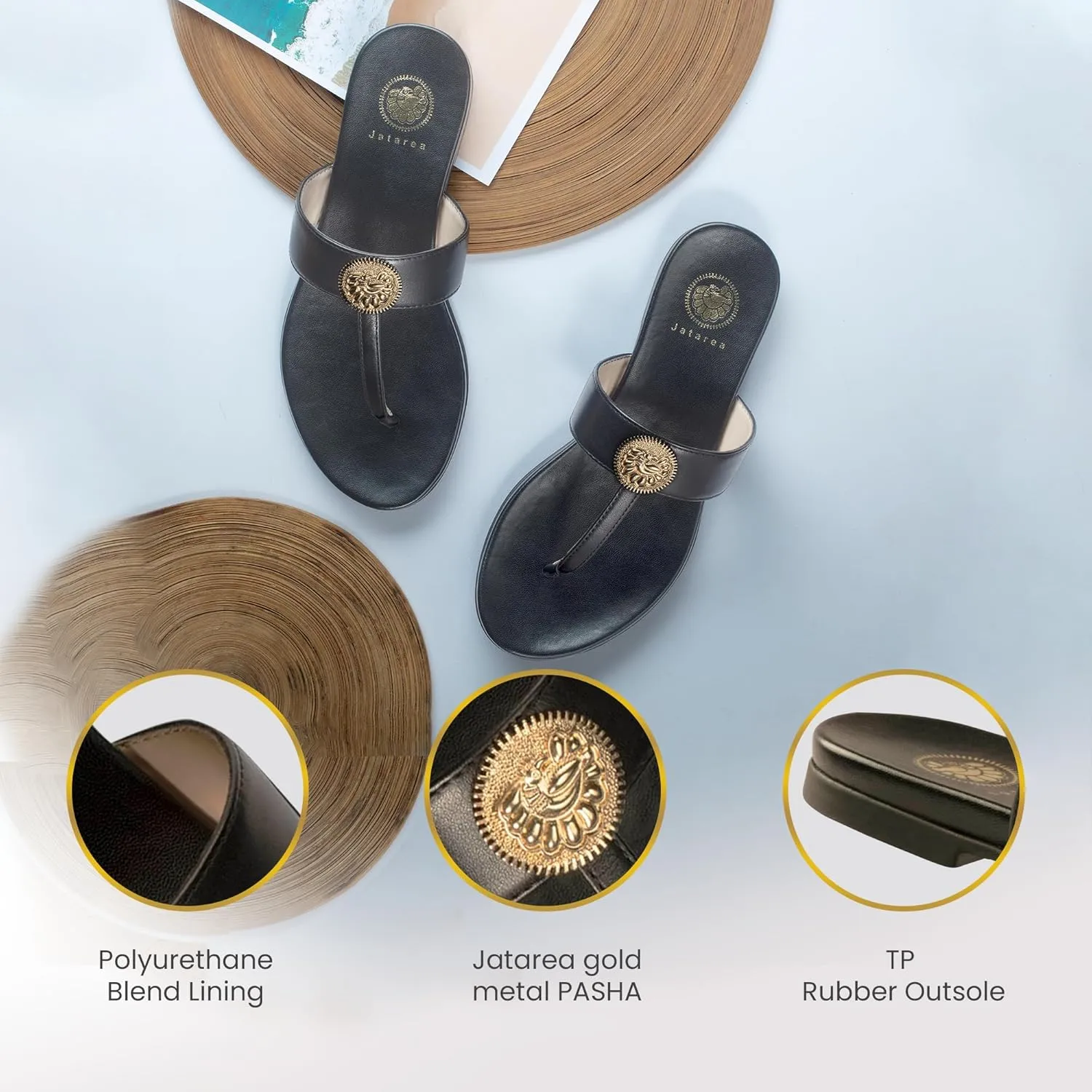 JATAREA Slip-On Flat Toe Post T-Strap Sandals for Women | Benu