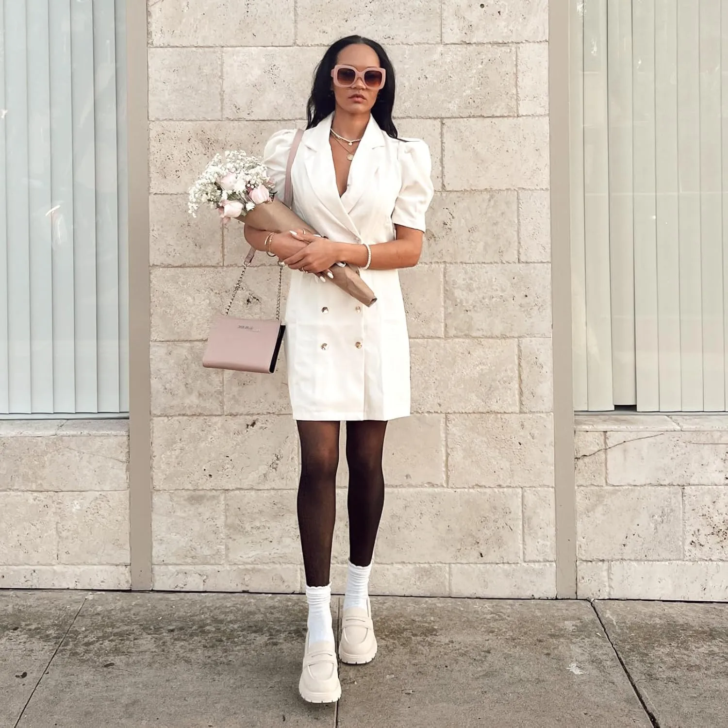JENN ARDOR Chunky Block Heel Loafers for Women Closed Round Toe Platform Pumps Slip On Dress Shoes Wedding Party Office Lady Shoes