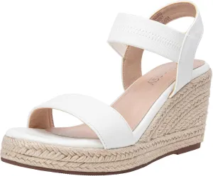 Jeossy Women's Wedge Platform Black Sandals, Espadrille Comfort Elastic Ankle Strap 8801 Sandals