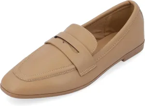 Journee Collection Womens Myeesha Penny Loafer Flat Slip On Square Toe Block Heel Leather Dress Shoe