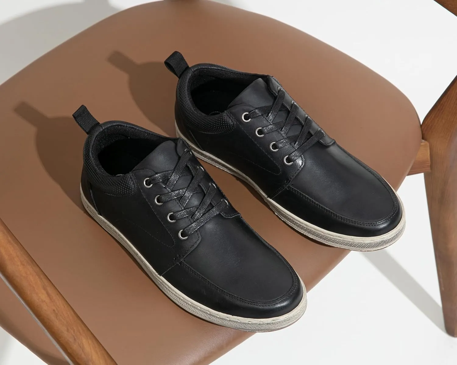 Jousen Men's Leather Fashion Sneakers Retro Dress Business Casual Shoes for Men