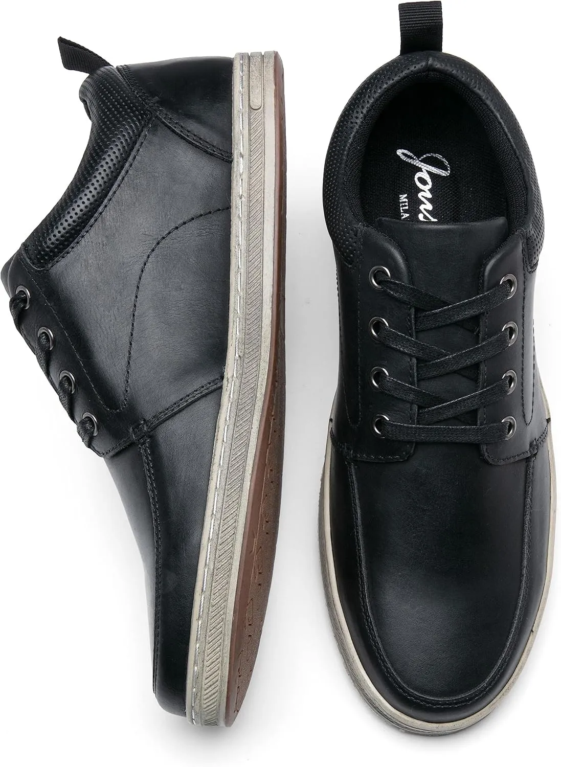 Jousen Men's Leather Fashion Sneakers Retro Dress Business Casual Shoes for Men
