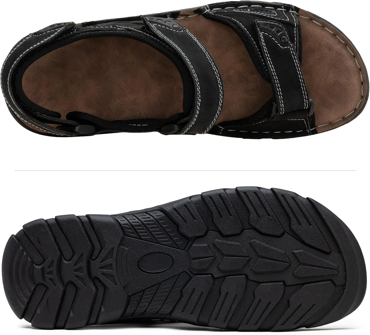 Jousen Men's Sandals Leather Open Toe Beach Sandal Outdoor Summer Sport Hiking Sandals