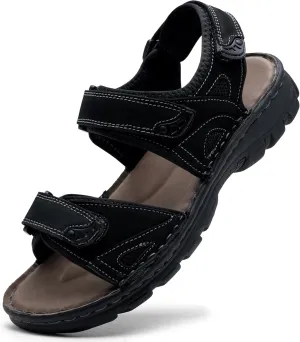 Jousen Men's Sandals Leather Open Toe Beach Sandal Outdoor Summer Sport Hiking Sandals