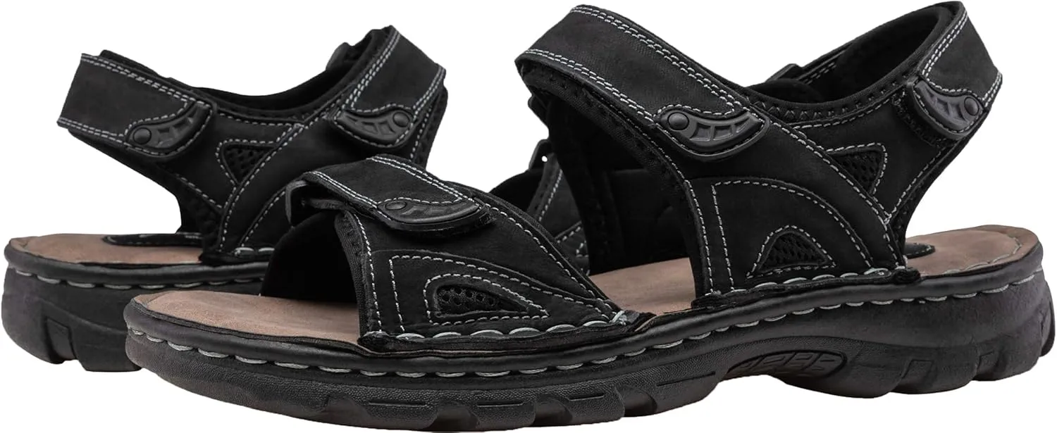 Jousen Men's Sandals Leather Open Toe Beach Sandal Outdoor Summer Sport Hiking Sandals